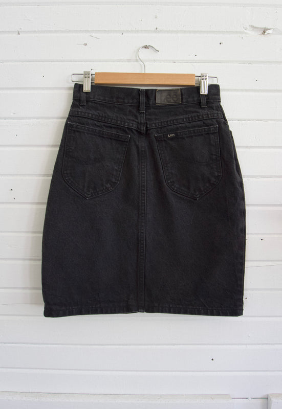 90s vintage black denim jean skirt