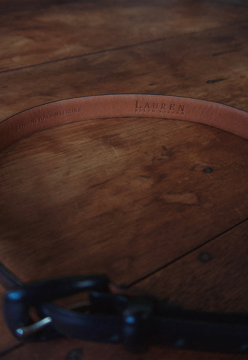 Lauren RL Black Italian Leather Vintage Belt