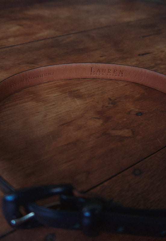 Lauren RL Black Italian Leather Vintage Belt