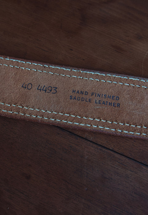 Vintage Double Stitch Saddle Leather Western Belt
