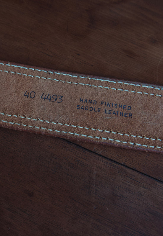 Vintage Double Stitch Saddle Leather Western Belt