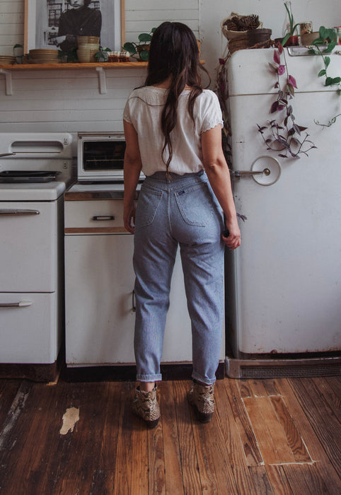 Vintage 90s Pleated and Tapered Gingham Micro Check 100 Cotton Denim Jeans