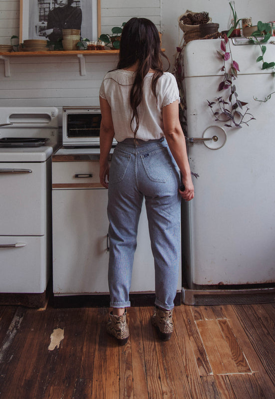 Vintage 90s Pleated and Tapered Gingham Micro Check 100 Cotton Denim Jeans