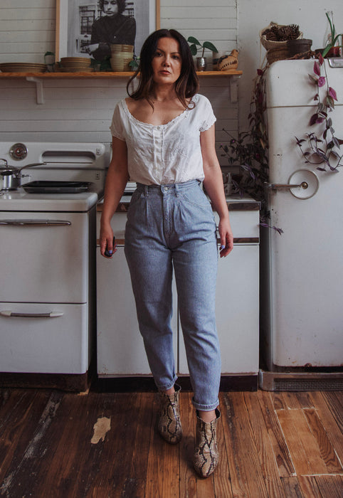 Vintage 90s Pleated and Tapered Gingham Micro Check 100 Cotton Denim Jeans