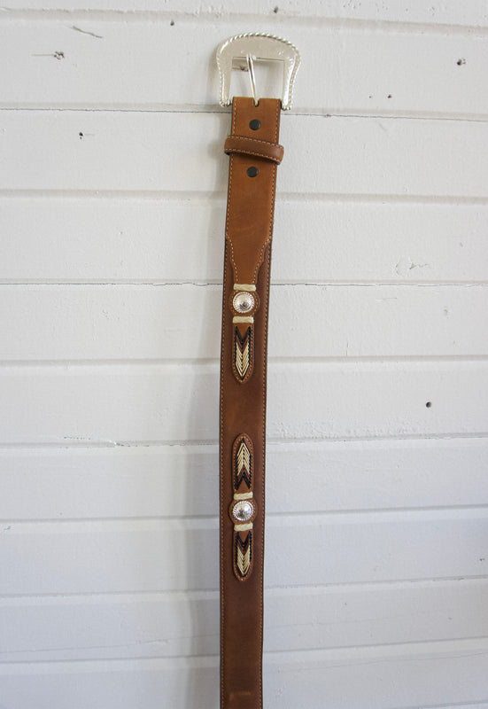 Tony Lama Leather Concho Belt 36