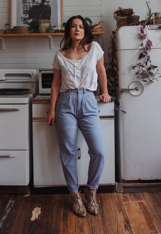 Vintage 90s Pleated and Tapered Gingham Micro Check 100 Cotton Denim Jeans