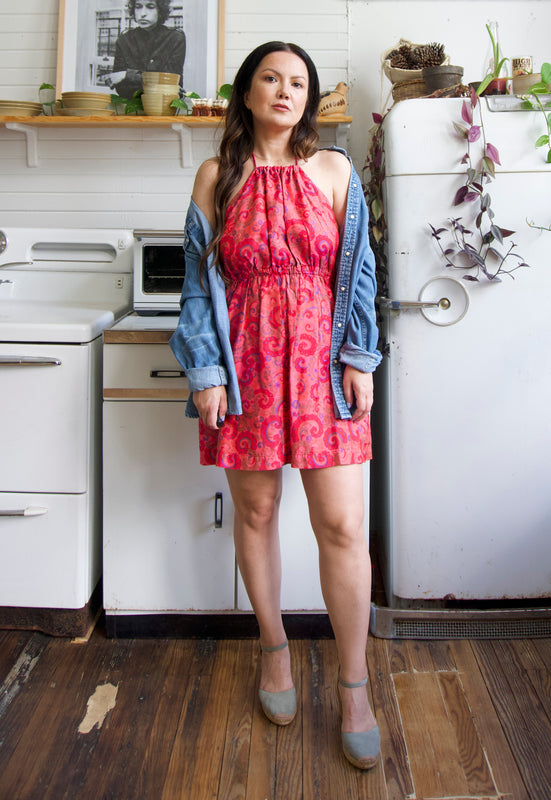 California 1960s Vintage Psychedelic Silk Paisley Mini Dress Christie Araujo