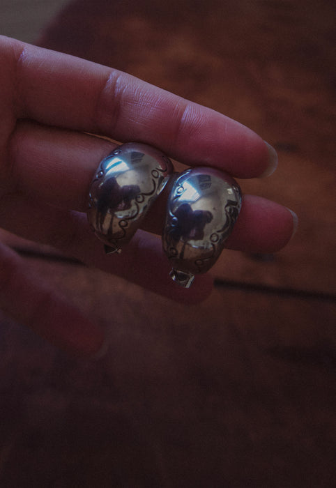 Sterling Silver Puff Hoops