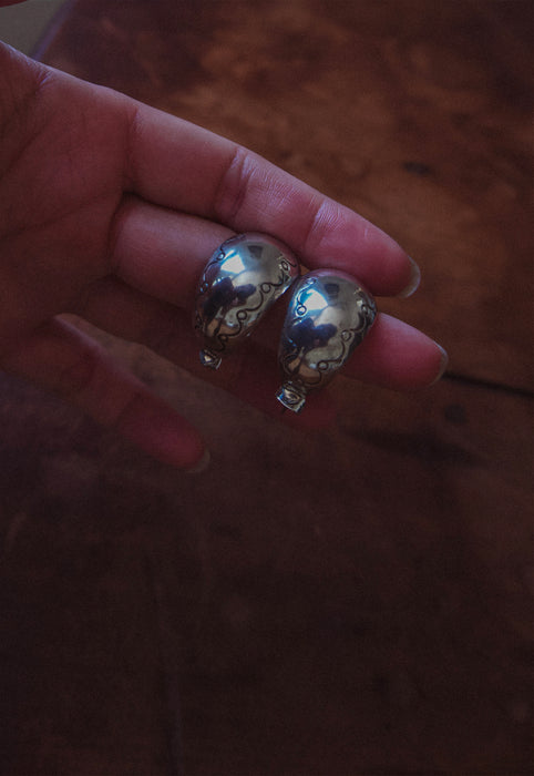 Sterling Silver Puff Hoops