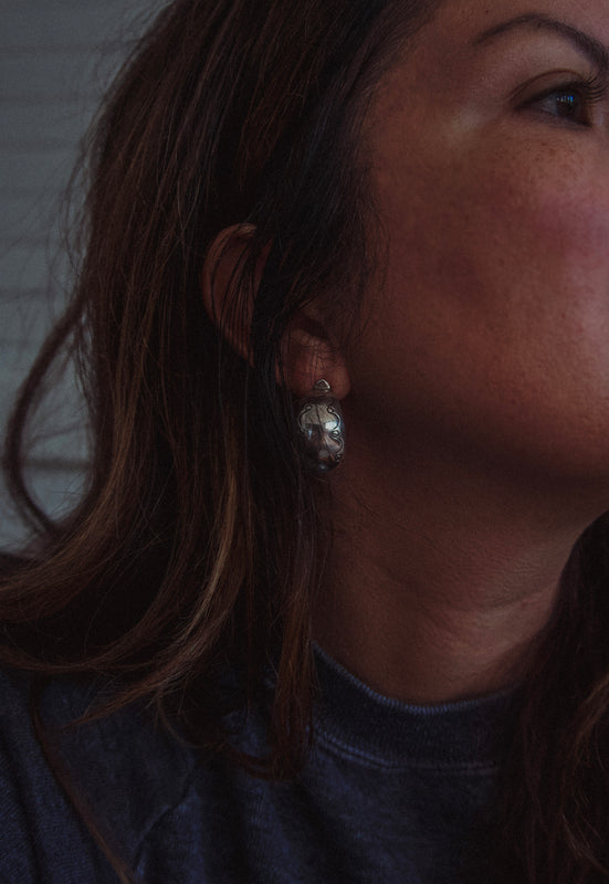 Sterling Silver Puff Hoops