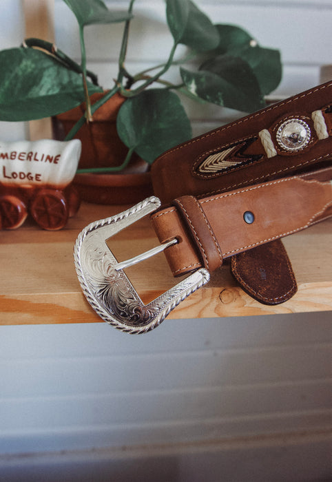 Tony Lama Leather Concho Belt 36