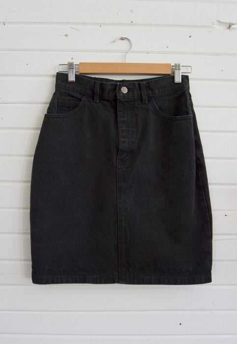 90s vintage black denim jean skirt