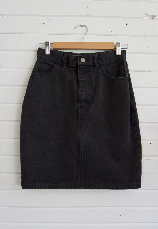 90s vintage black denim jean skirt