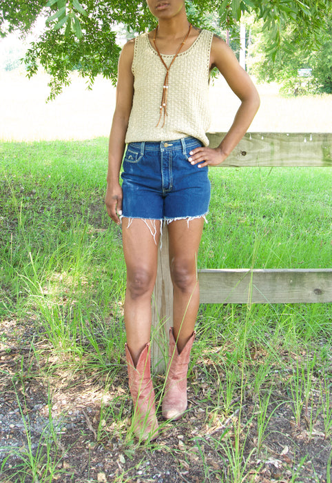 Vintage Silk Blend Sand Sweater Tank