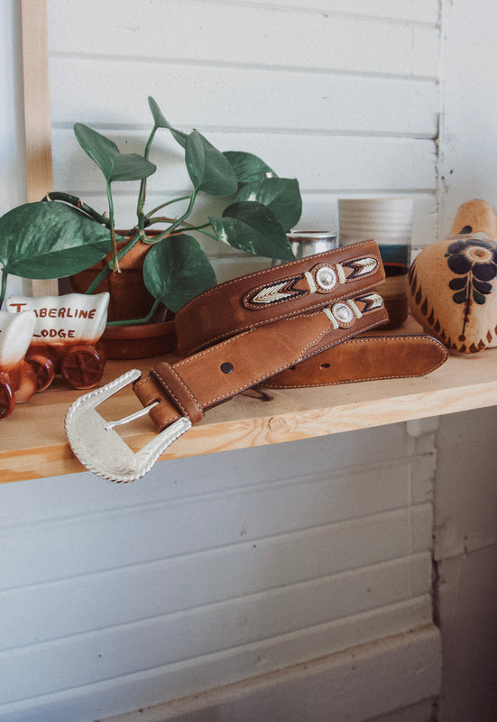 Tony Lama Leather Concho Belt 36