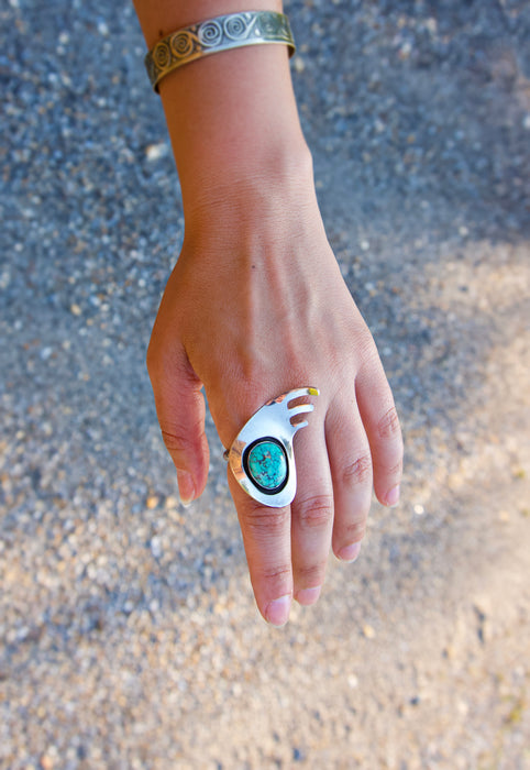 Christie Araujo Idylwild Vintage Turquoise Statement Ring Gallery Art Unique Rare Southwestern Jewelry