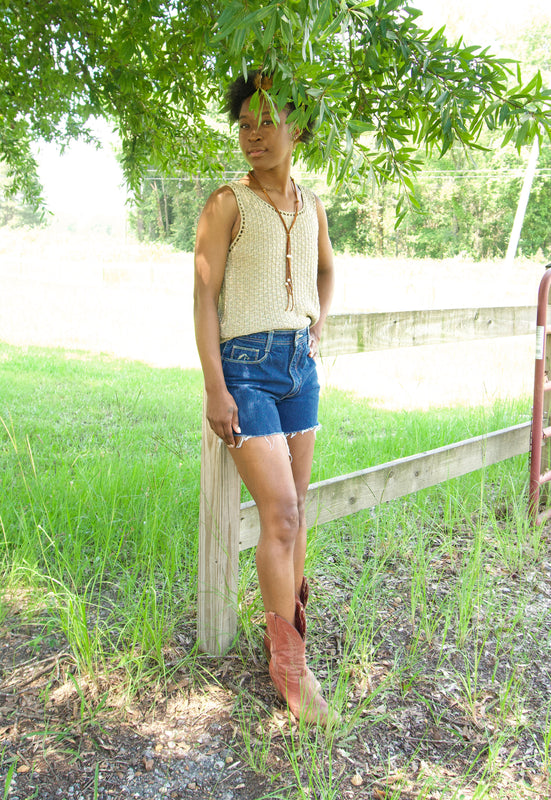 Vintage Silk Blend Sand Sweater Tank