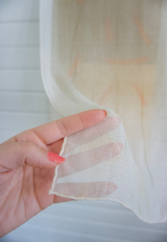 vintage 50s silk scarf abstract orange and taupe design