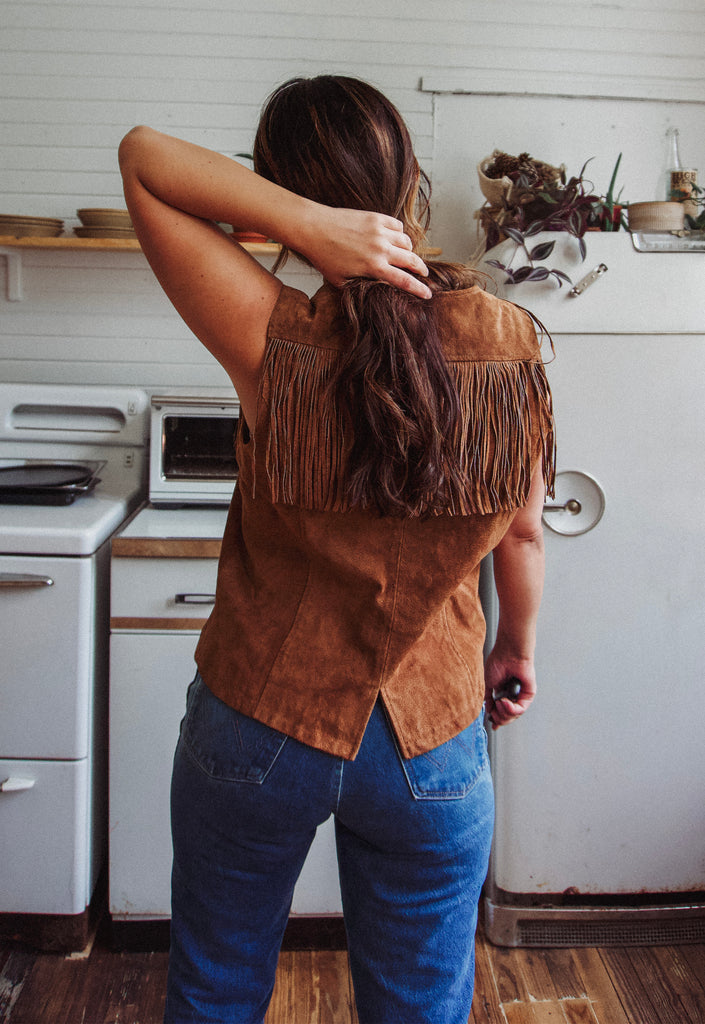 Tan Suede Fringe Vest – Idylwild