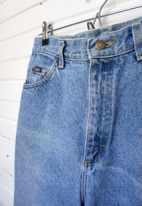 Tapered Leg Medium Blue Cotton Jeans 27