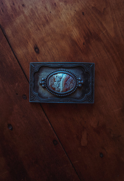 Christie Araujo Idylwild Vintage Rust colored Art Nouveau Pewter Belt Buckle