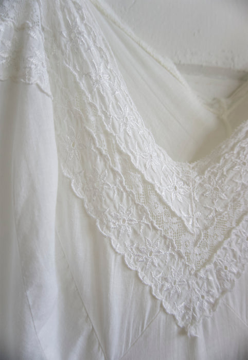 Vintage Artemis Cotton Batiste Slip with Daisy Lace Detailing