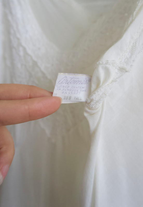 Vintage Artemis Cotton Batiste Slip with Daisy Lace Detailing
