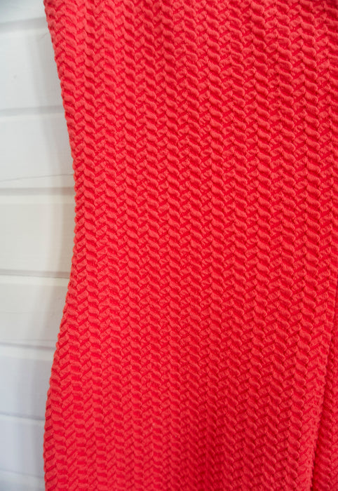 Y2K bebe tomato red off the shoulder scrunch midi dress