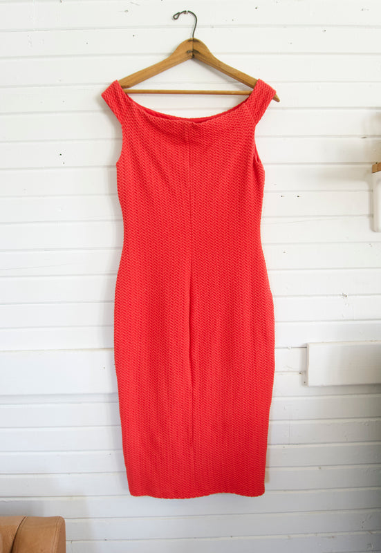 Y2K Tomato Red Scrunchie Midi Dress