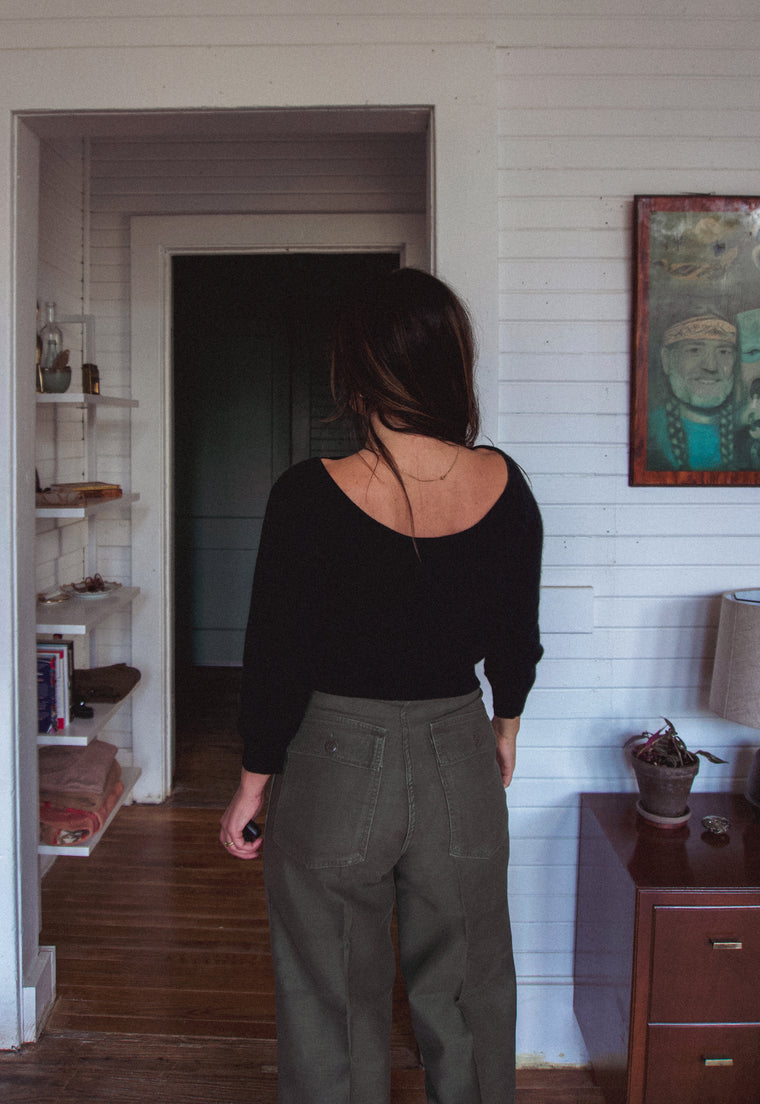 Christie Araujo Idylwild Vintage Black Angora Sweater Mesh Applique Cutouts