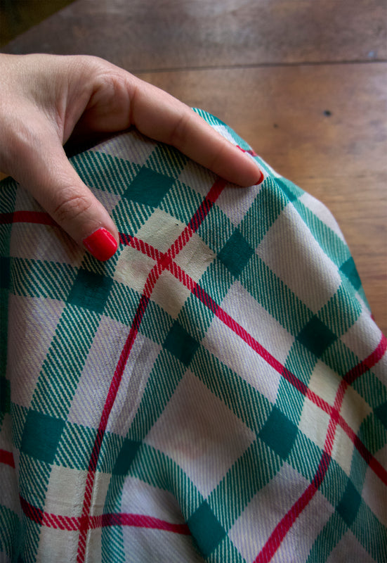 Vintage Heritage-Style Plaid & Bandana Mixed Graphic Silk Scarf