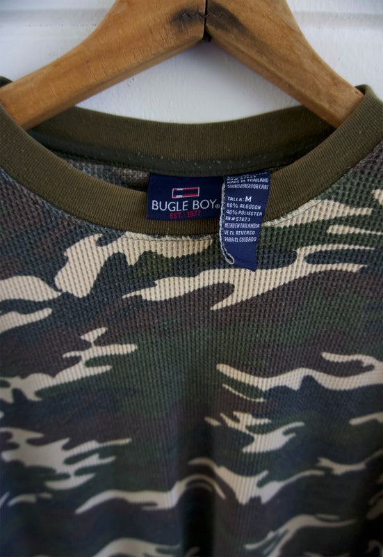 Vintage 90s Camo Thermal Waffle Shirt