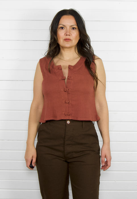 Idylwild Cotton Gauze Button Down Tank Vintage Crop Christie Araujo