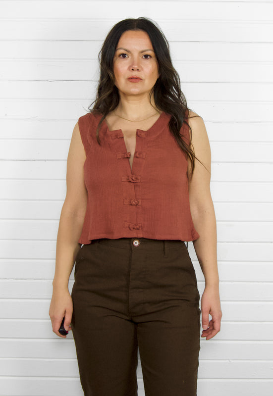 Idylwild Cotton Gauze Button Down Tank Vintage Crop Christie Araujo