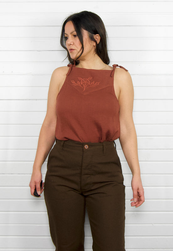 Idylwild Vintage Inspired Cotton Gauze Embroidered Top Stone Christie Araujo