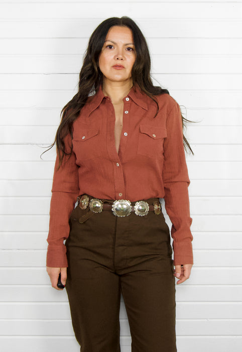 Idylwild Vintage Style Clay Cotton Gauze Western Cowboy Shirt Christie Araujo