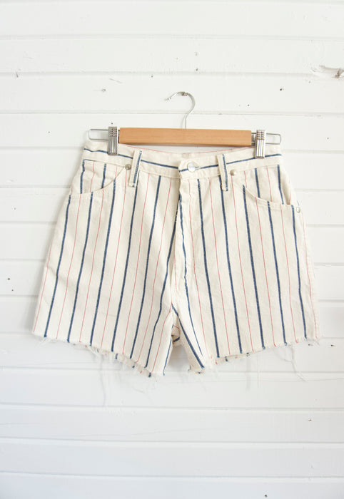 Vintage Wrangler Bareback high waist Cut off shorts in Ecru stripe