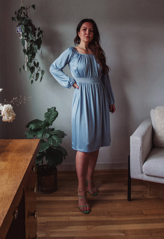 Christie Araujo Idylwild Vintage Disco 1970s Gathered Smocked Dress