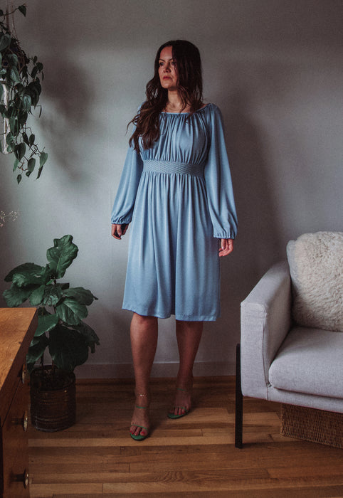 Christie Araujo Idylwild Vintage Disco 1970s Gathered Smocked Dress