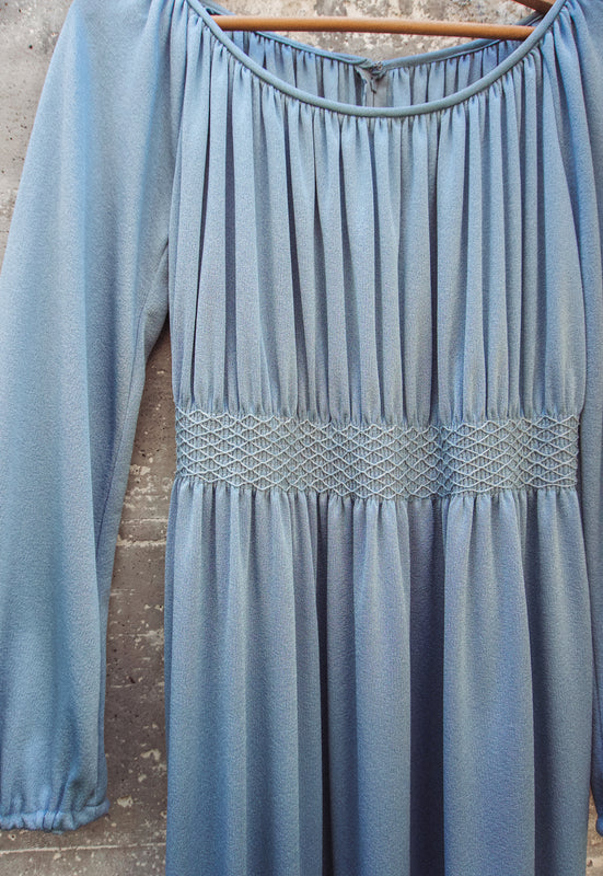 Vintage Idylwild Disco 1970s Gathered Smocked Dress