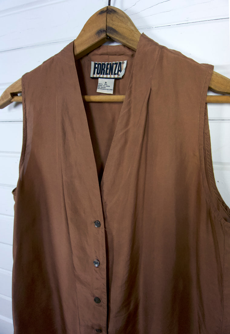 Idylwild Vintage 90s Forenza Mocha Bronze Sleeveless Shirt Vest