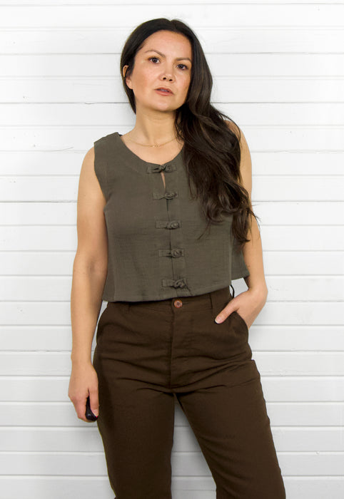 Idylwild Cotton Gauze Button Down Tank Vintage Crop Christie Araujo