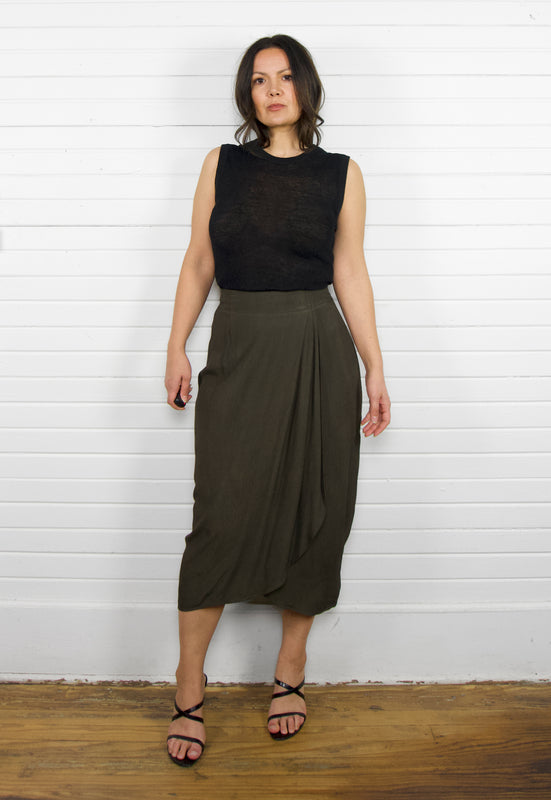 Idylwild Vintage Style Forest Drape Wrap Midi Skirt Christie Araujo