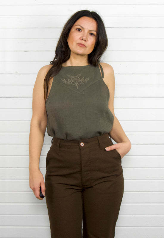 Idylwild Vintage Inspired Cotton Gauze Embroidered Top Stone Christie Araujo