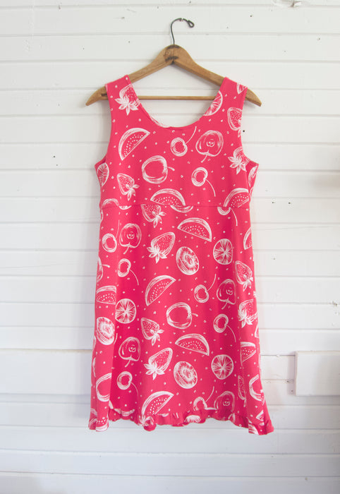 T Shirt Jersey 90s Pink Fruit Print Dress
