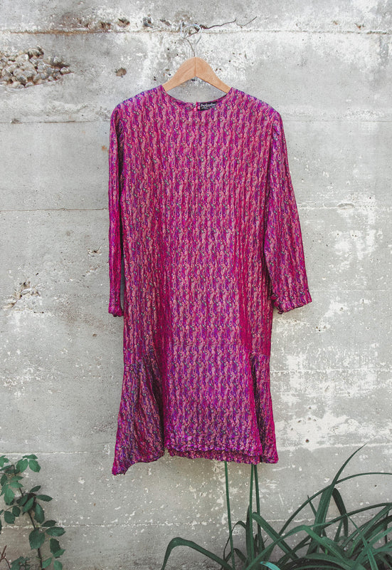 Late 70's Vintage Taj Mahal Hotel Luxury Bespoke Silk Dress