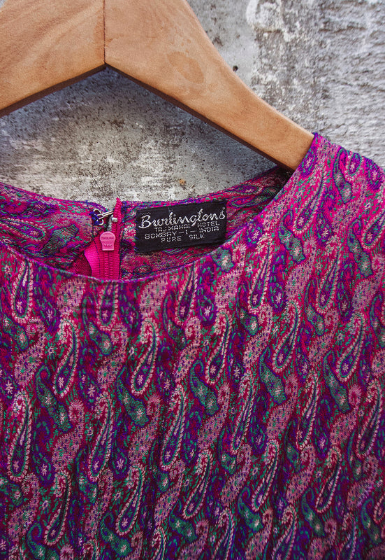Late 70's Vintage Taj Mahal Hotel Luxury Bespoke Silk Dress