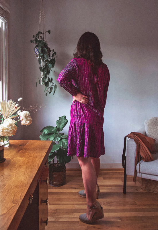 Late 70's Vintage Taj Mahal Hotel Luxury Bespoke Silk Dress