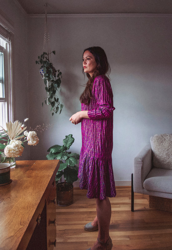 Late 70's Vintage Taj Mahal Hotel Luxury Bespoke Silk Dress