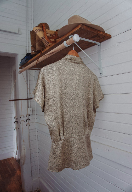 Gold Silk Charmeuse Vintage Peplum Top